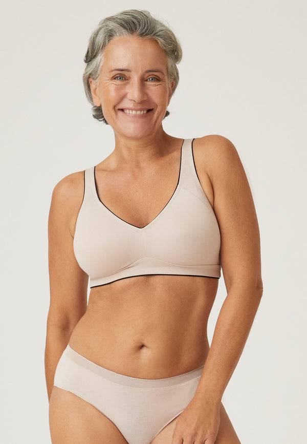 Naturana Natürlicher Baumwoll-Soft-BH - Light Beige/Schwarz im Angebot