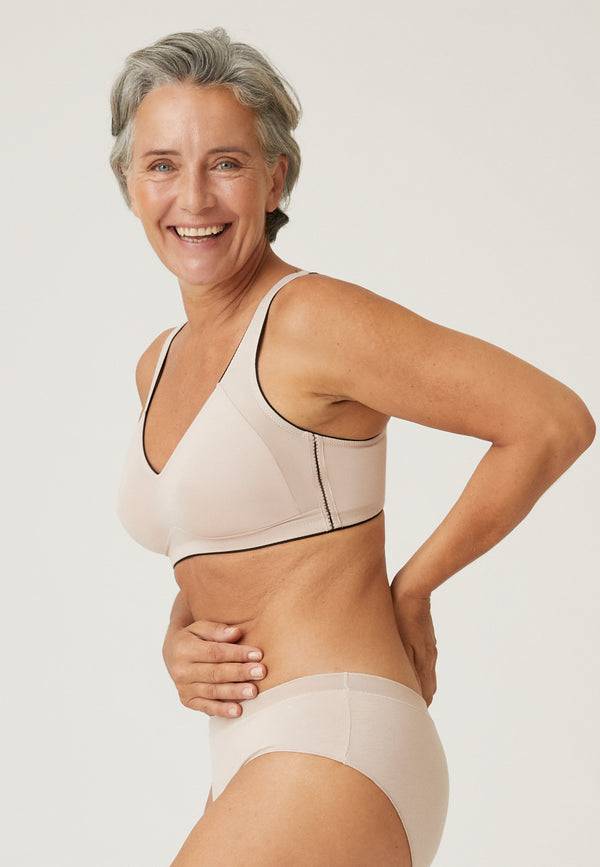 Naturana Natürlicher Baumwoll-Soft-BH - Light Beige/Schwarz im Angebot