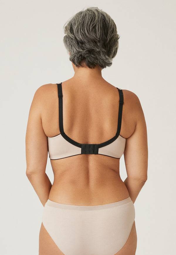 Naturana Natürlicher Baumwoll-Soft-BH - Light Beige/Schwarz im Angebot