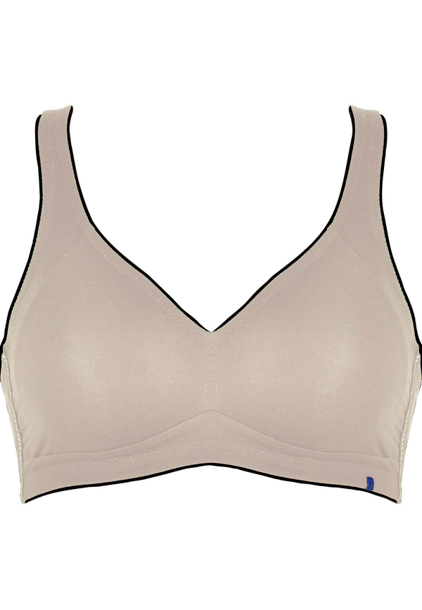 Naturana Natürlicher Baumwoll-Soft-BH - Light Beige/Schwarz im Angebot