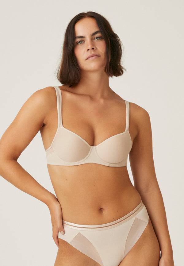 Naturana Spacer Bügel-BH mit Mesh Details - Light Beige Fabrikverkauf
