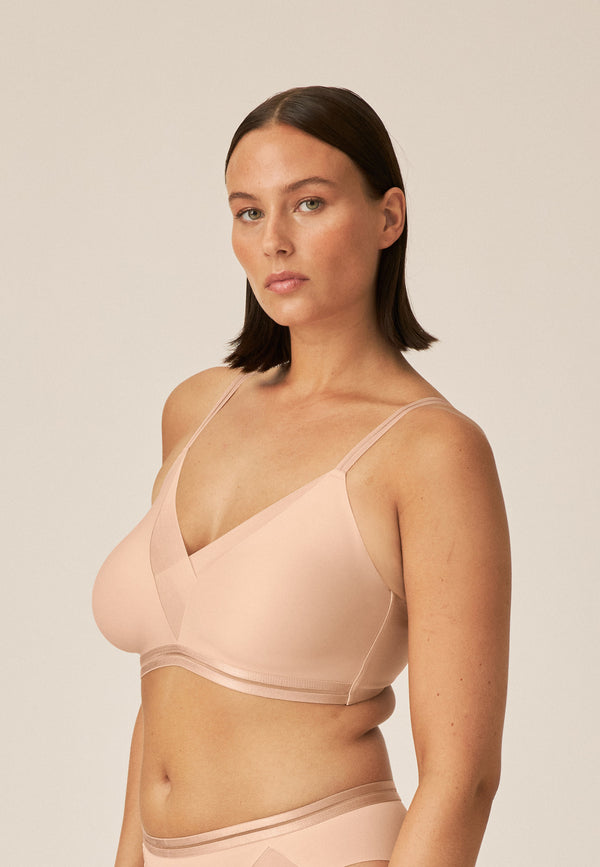 Naturana Softer Wohlfühl-BH mit Mesh-Details - Light Beige Kostenloser Versand