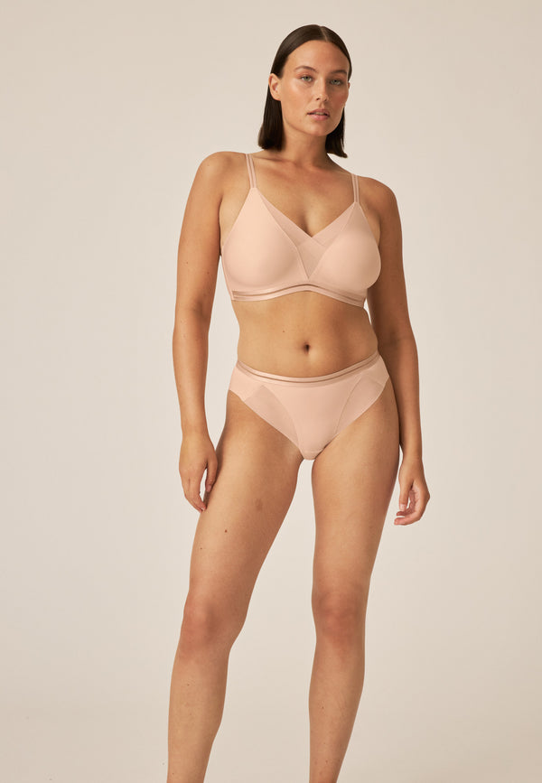 Naturana Softer Wohlfühl-BH mit Mesh-Details - Light Beige Kostenloser Versand