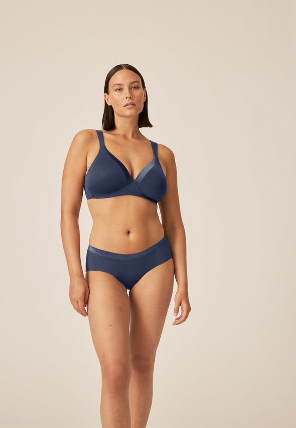 Naturana Bügelloser BH mit Schale und Glanzband - Navy Blitzangebot