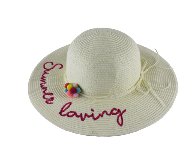 Nitzsche Accessoires Damen Strohhut mit Summer loving Stickerei Verkauf