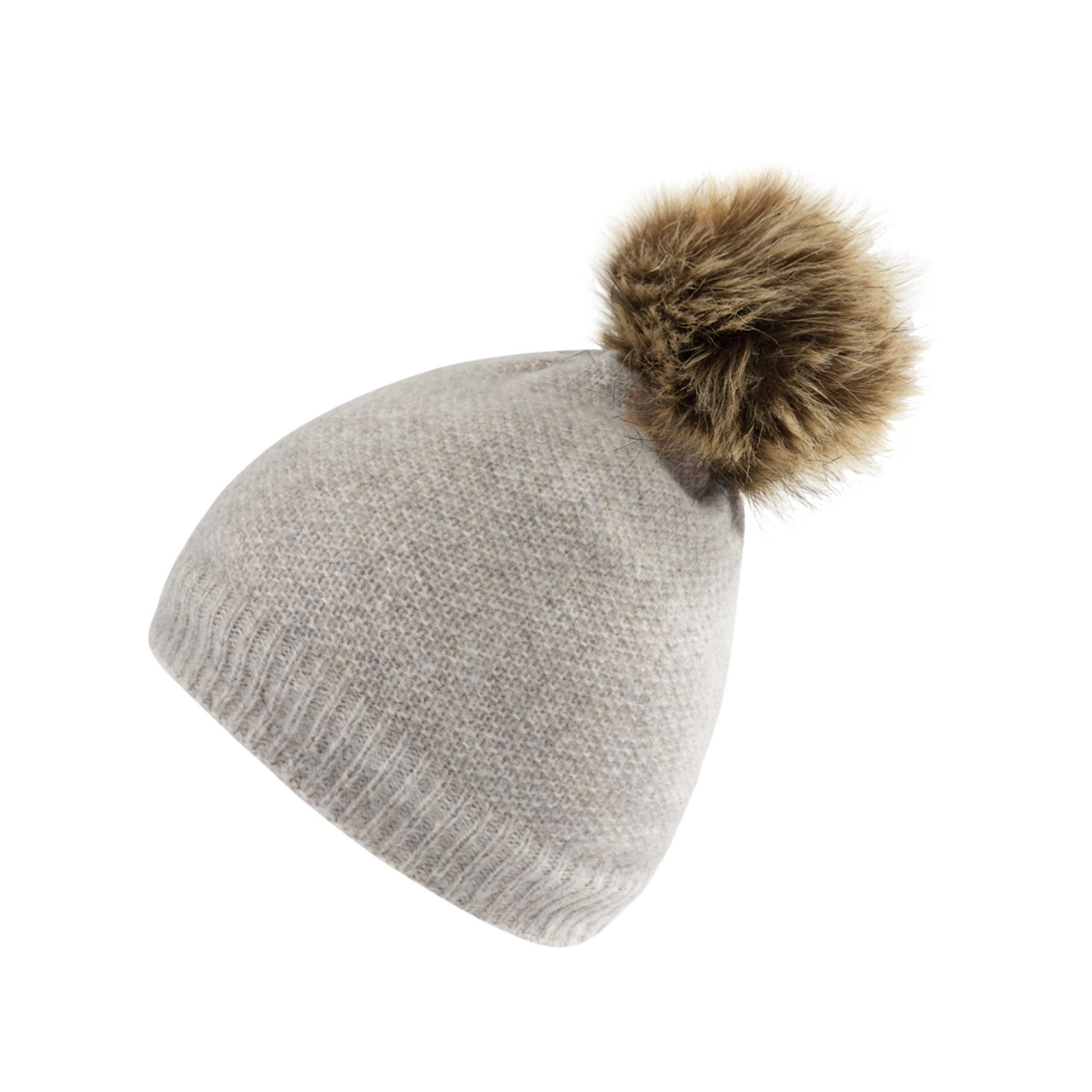 Nitzsche Accessoires Damenstrickmütze in melange Optik mit Kunstfell-Bommel Neueste Mode