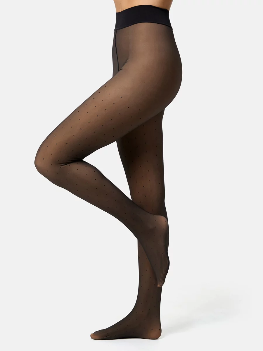 Nur Die Strumpfhose Warm & Transparent mit wärmendem Innenfleece 80 DEN Print - Punktedesign - Größe 40-44 Begrenztes Angebot