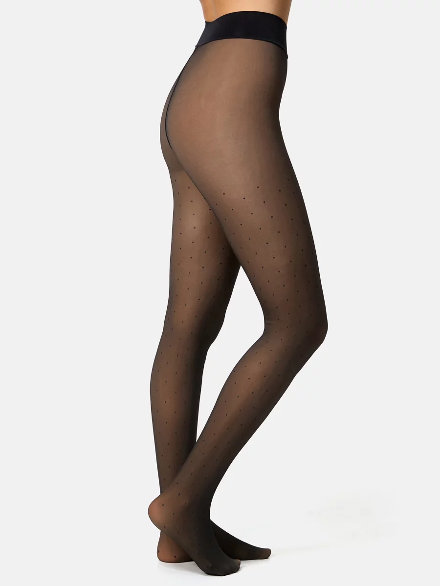 Nur Die Strumpfhose Warm & Transparent mit wärmendem Innenfleece 80 DEN Print - Punktedesign - Größe 40-44 Begrenztes Angebot