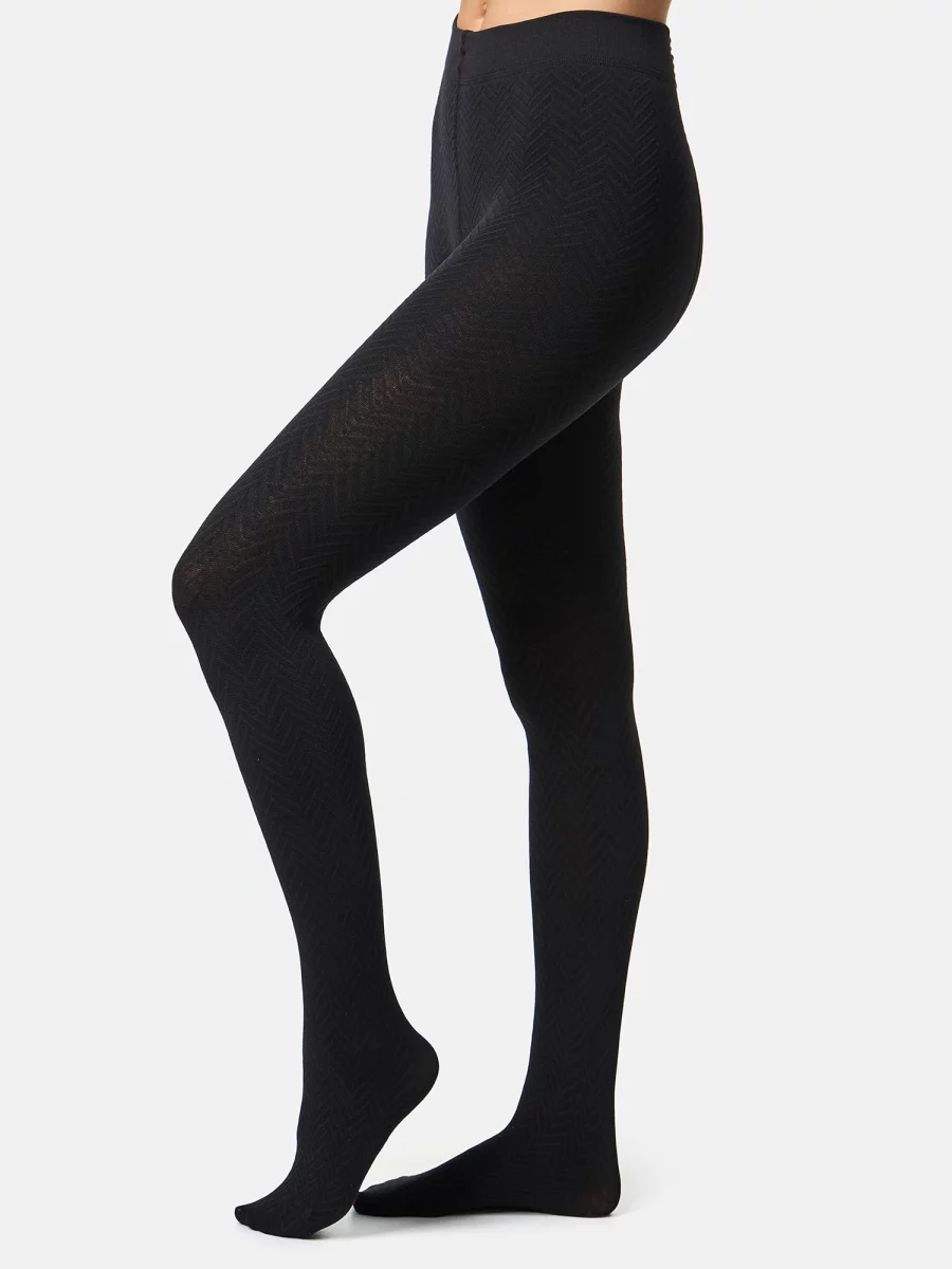 Nur Die Strumpfhose Wohlig-Warm 100 DEN - schwarz gemustert - Größe 40-44 Exklusivangebot