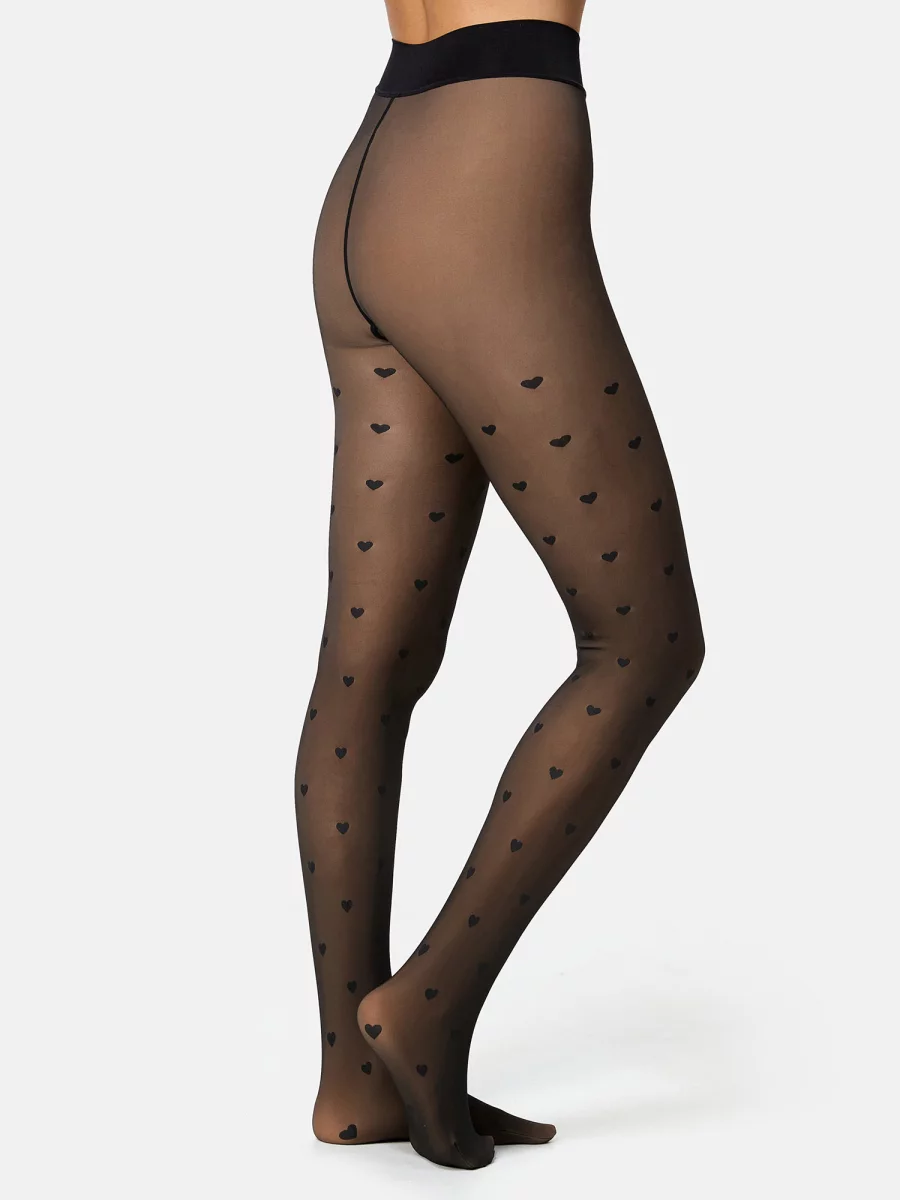 Nur Die Strumpfhose Warm & Transparent mit wärmendem Innenfleece 80 DEN Print - Herzdesign - Größe 40-44 Valentinstagsangebot