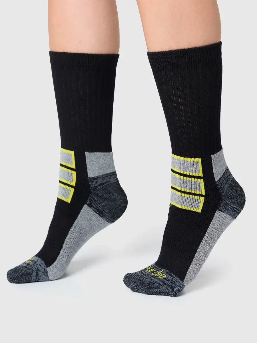 Nur Die Outdoor Socke 2er Pack - schwarz/gelb - Größe 35-38 Black Friday Preise