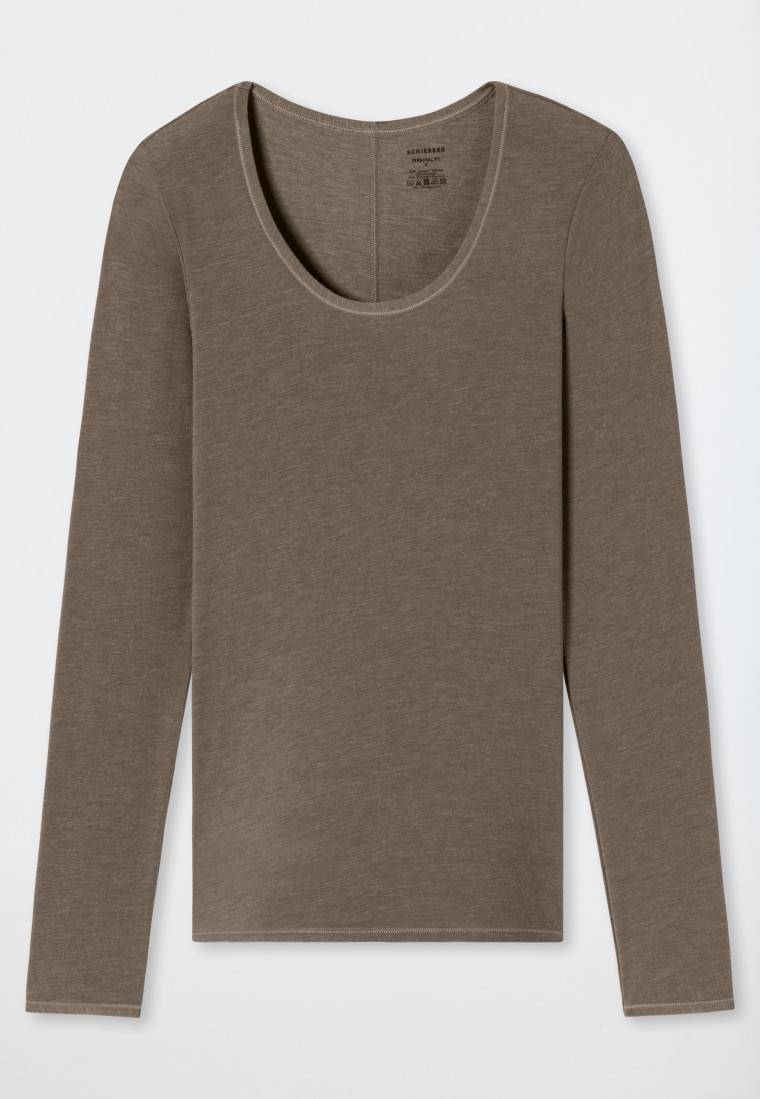 ﻿Schiesser Shirt langarm taupe - Personal Fit Super Rabatt