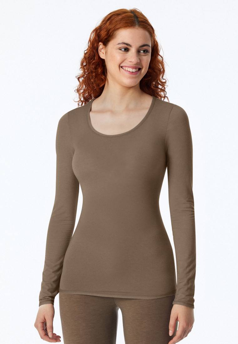 ﻿Schiesser Shirt langarm taupe - Personal Fit Super Rabatt