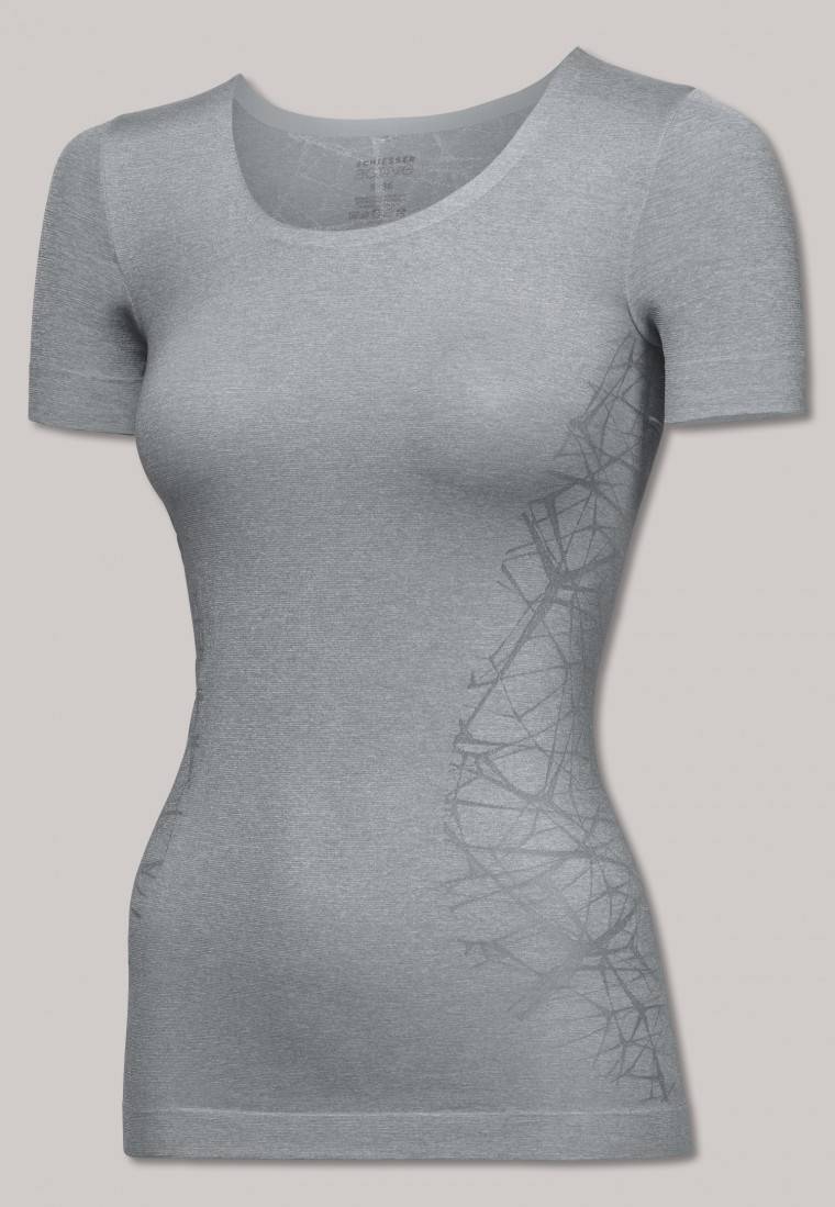 Schiesser Shirt kurzarm ultraleicht Seamless silbergrau - Active Mesh Light 50% Rabatt mit kostenlosem Versand