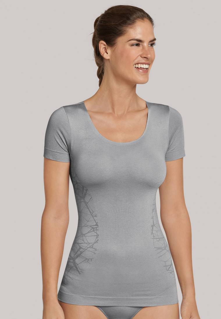 Schiesser Shirt kurzarm ultraleicht Seamless silbergrau - Active Mesh Light 50% Rabatt mit kostenlosem Versand
