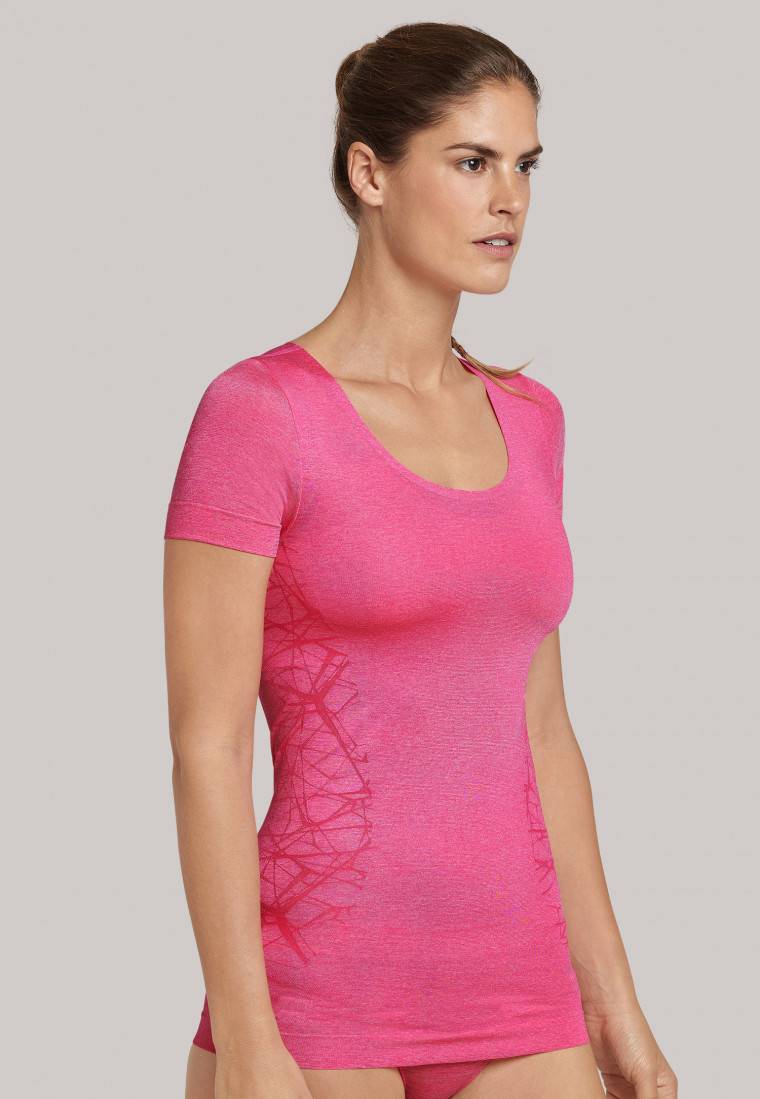 Schiesser Shirt kurzarm ultraleicht Seamless pink meliert - Active Mesh Light Kostenloser Versand international