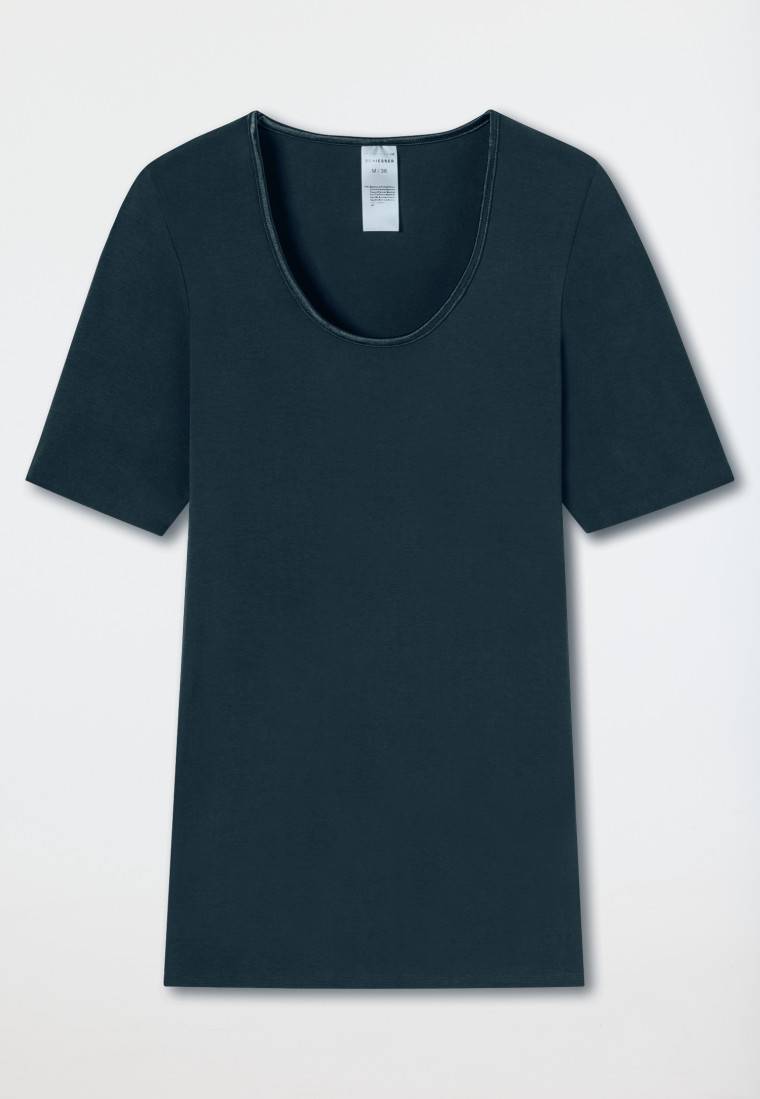 Schiesser Shirt kurzarm dunkelblau - Luxury Im Verkauf
