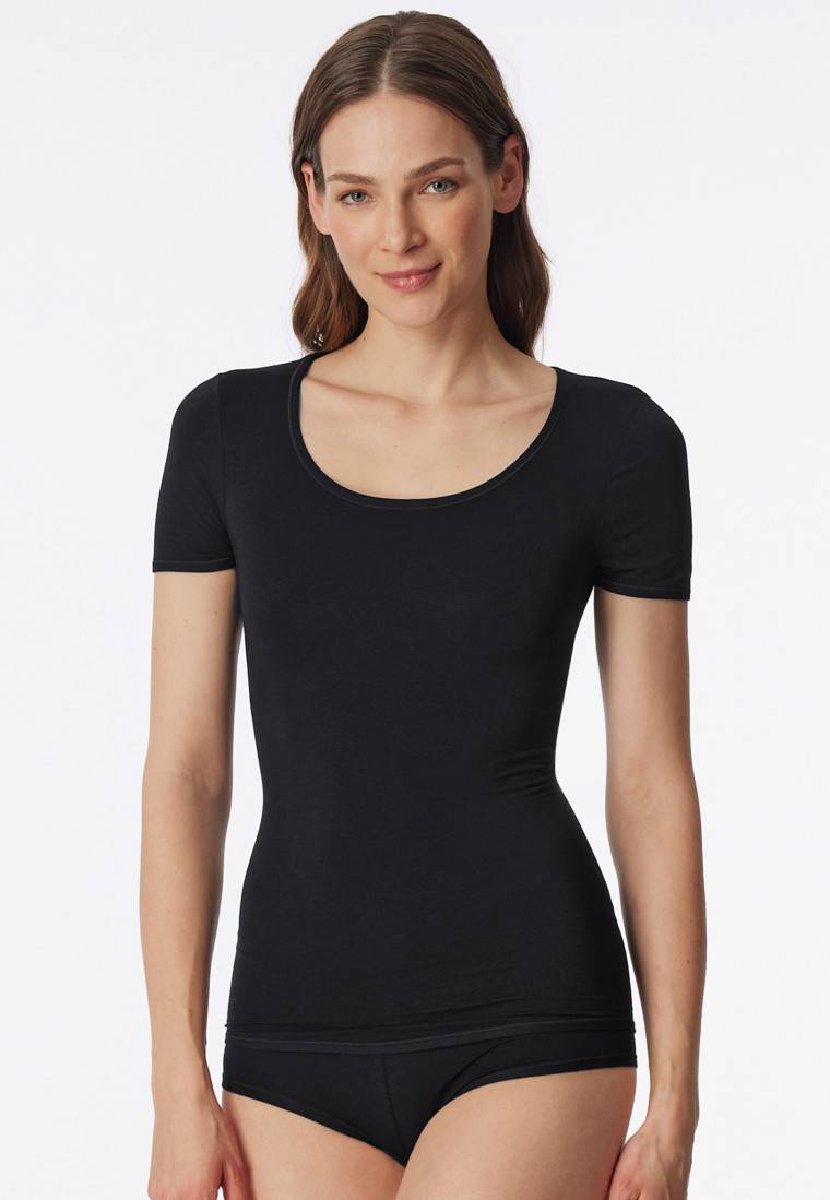 Schiesser Shirt kurzarm schwarz - Personal Fit Auslauf