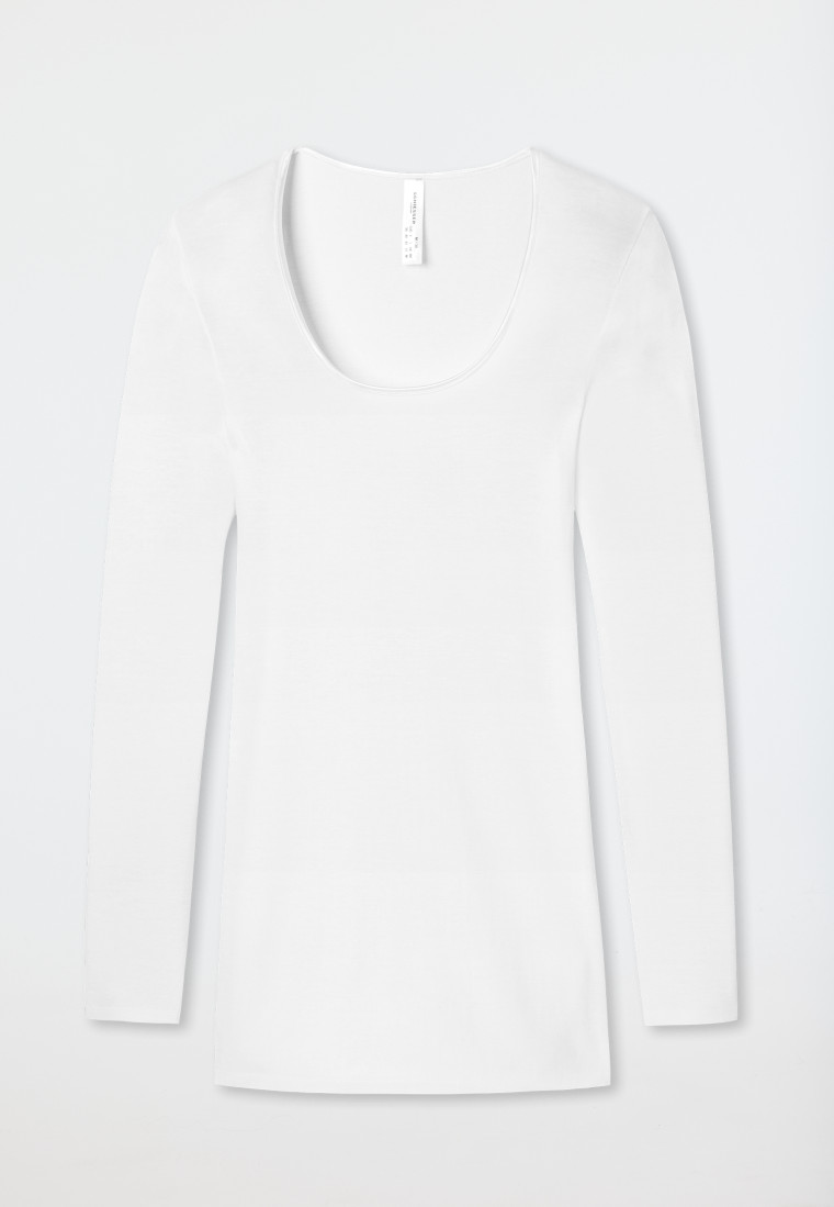 Schiesser Shirt langarm Feinripp rundhals Spenzer weiß - Luxury im Angebot