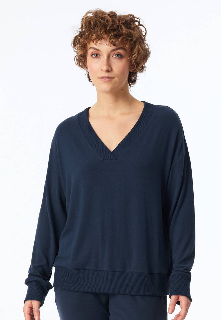 Schiesser Sweatshirt Feinripp nachtblau - Mix+Relax Fabrikverkauf