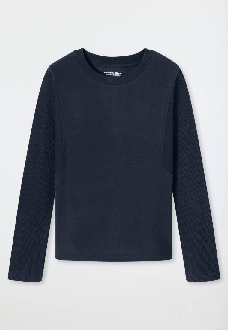 Schiesser Sweatshirt Feinripp nachtblau - Mix+Relax Meist gekauft