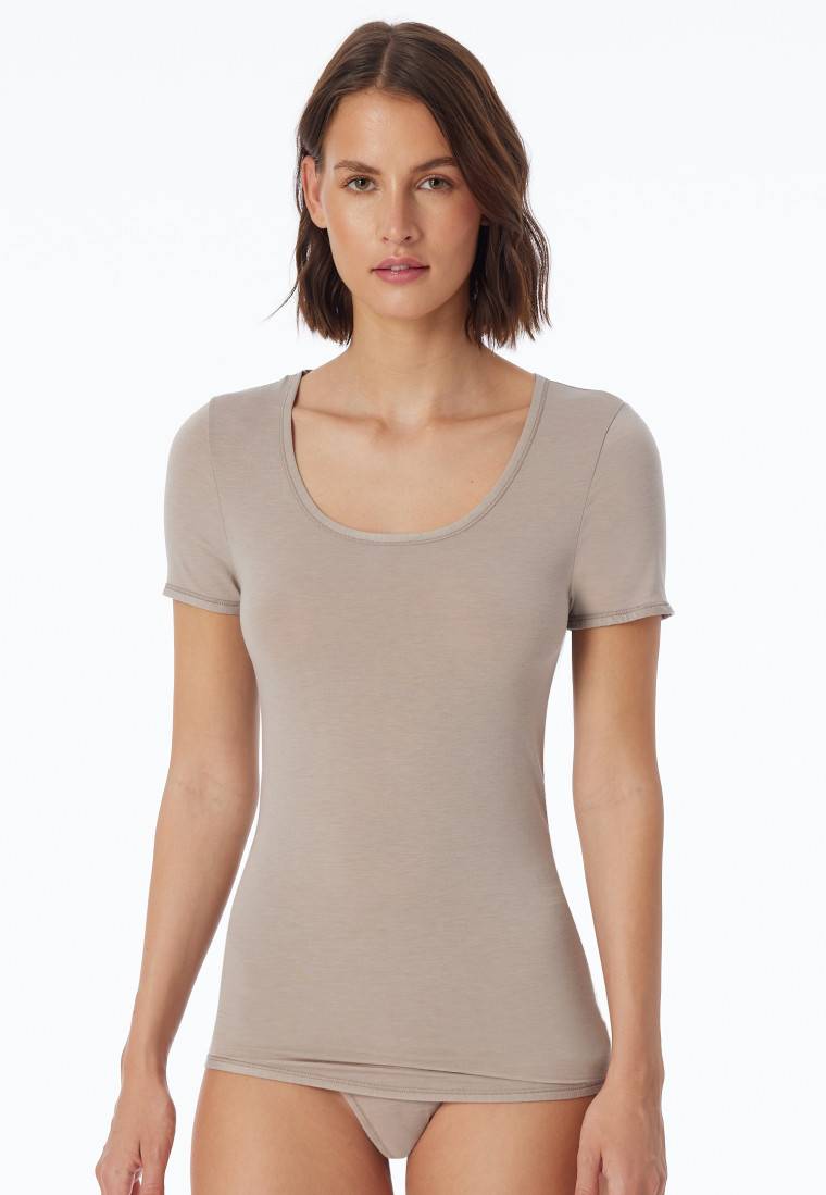 Schiesser Shirt kurzarm braun - Personal Fit Fabrikpreis