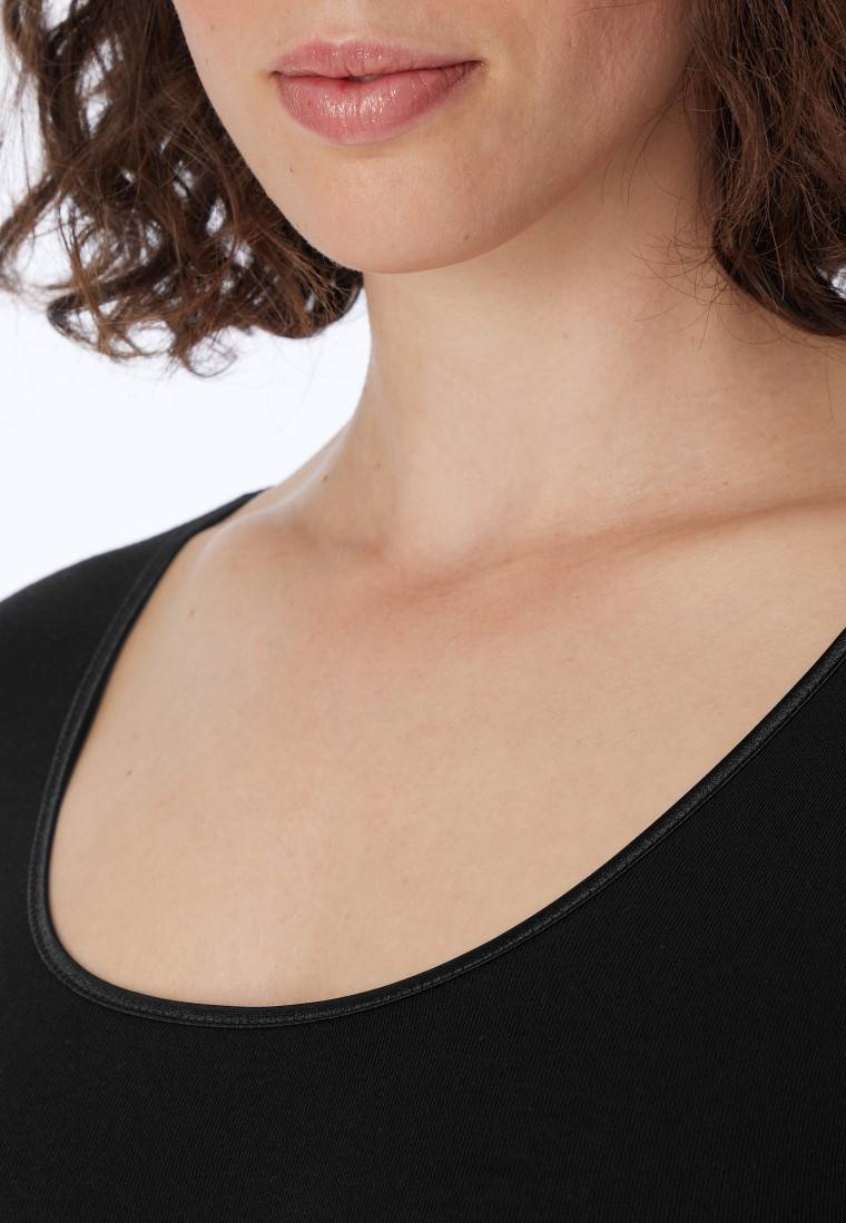 Schiesser Shirt langarm Feinripp rundhals Spenzer schwarz - Luxury Sonderangebot
