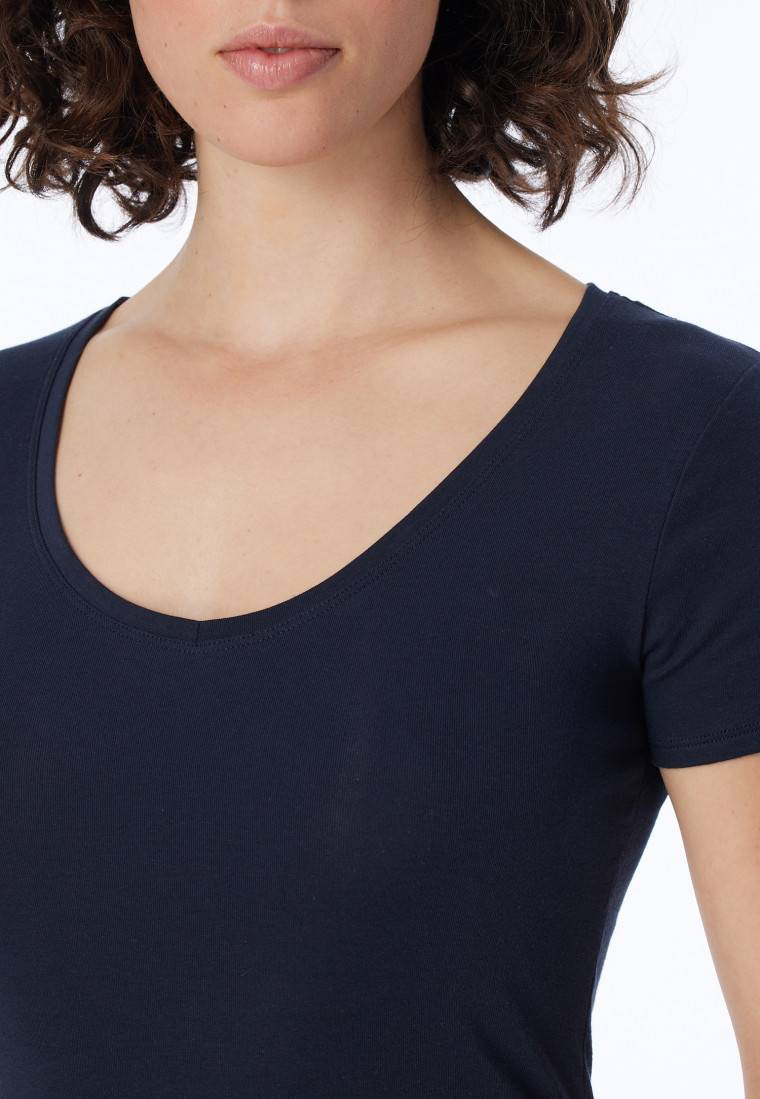 Schiesser Shirt kurzarm Feinripp nachtblau - Naturschönheit Günstig kaufen