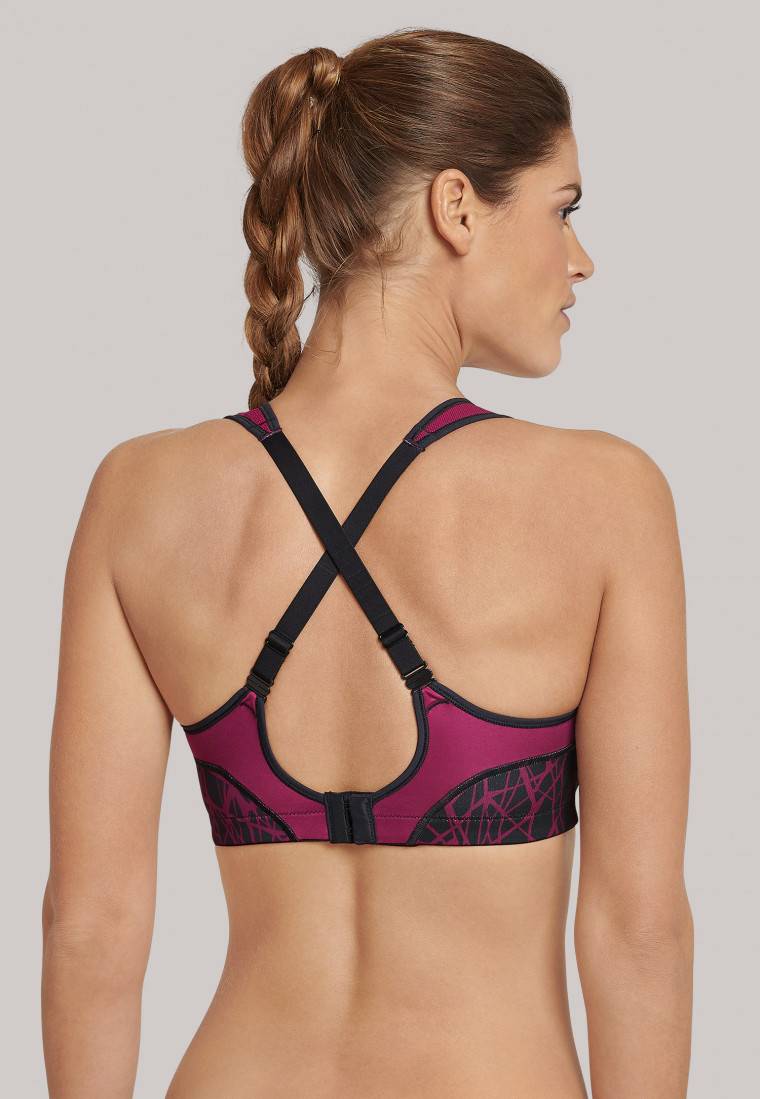 Schiesser Sport-BH gemoldete Cups bügellos High Support beere gemustert - Active Flash Sale