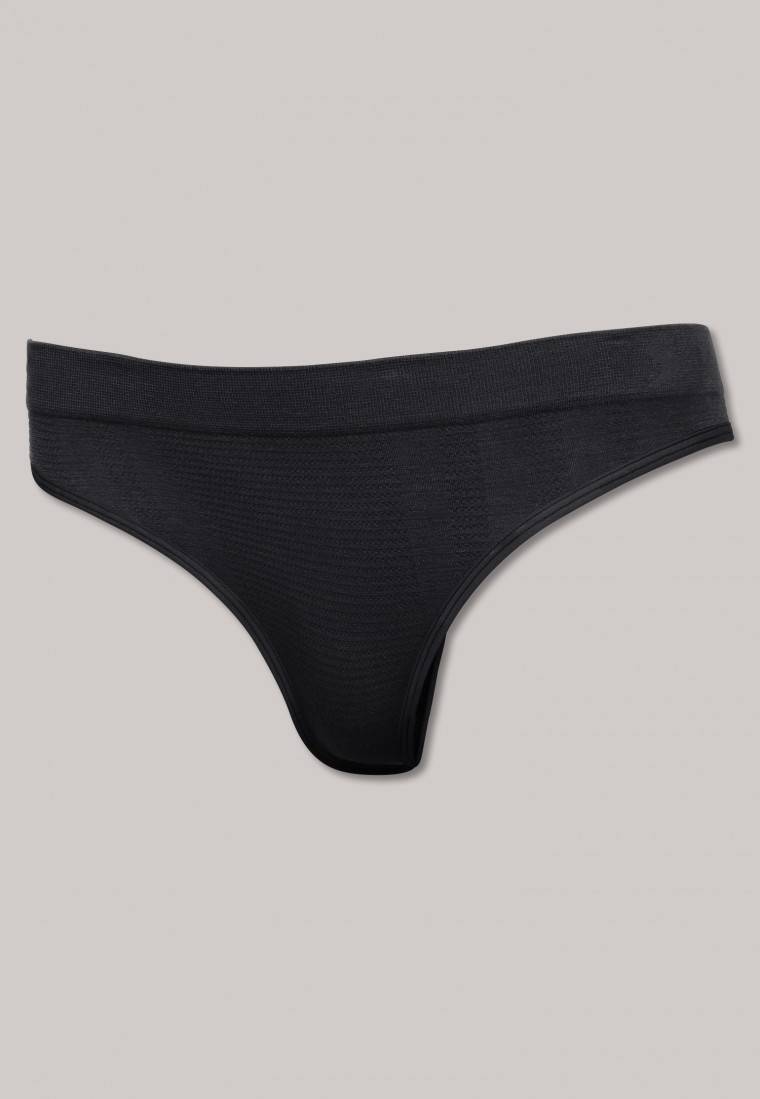 Schiesser Thong seamless Bambus schwarz - Active Mesh Bamboo Black Friday