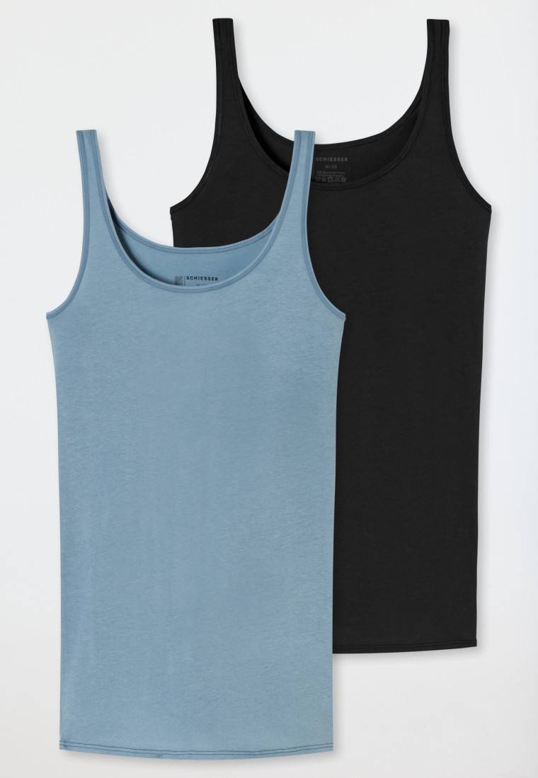 Schiesser Top 2er-Pack Organic Cotton schwarz/graublau - 95/5 Organic Große Rabatte