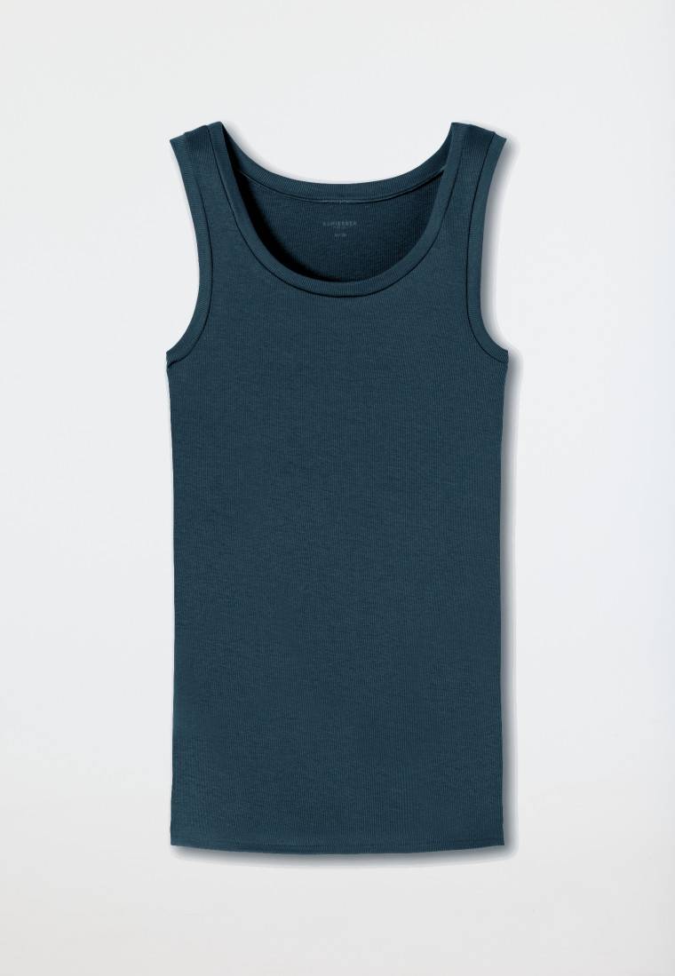 Schiesser Tanktop Doppelripp Organic Cotton jeansblau - Pure Rib Kostenlose Rückgabe