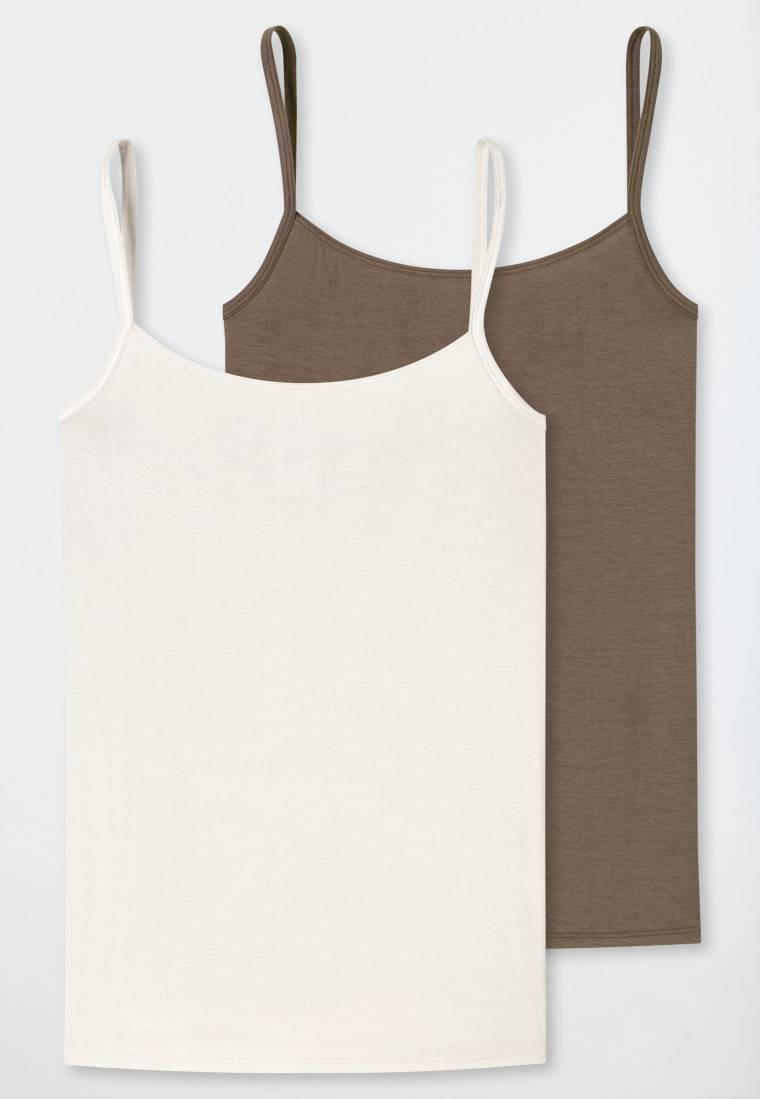 Schiesser Spaghettitops 2er-Pack beige/ taupe - Modal Essentials Letzte 3 Tage
