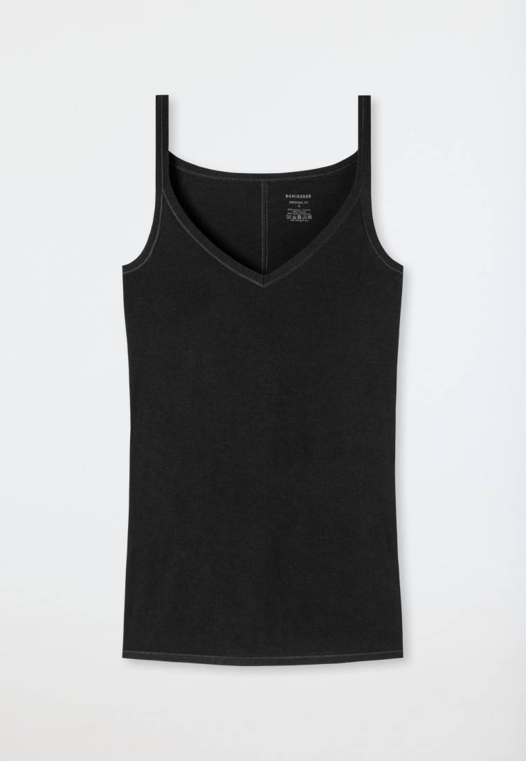 Schiesser Spaghetti-Top schwarz - Personal Fit Fabrikladen