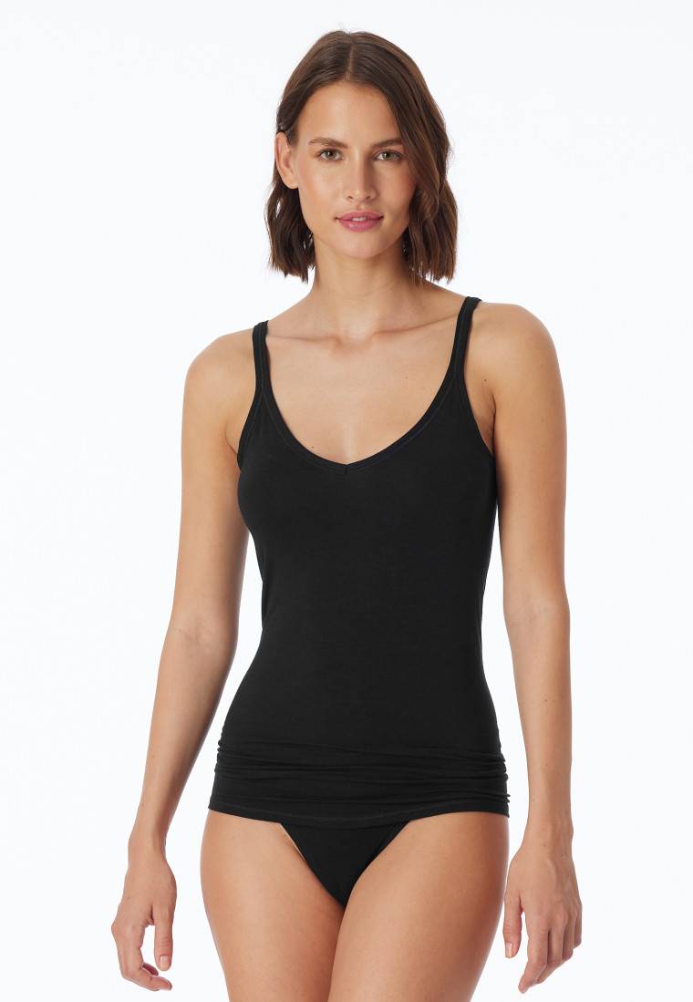 Schiesser Spaghetti-Top schwarz - Personal Fit Fabrikladen