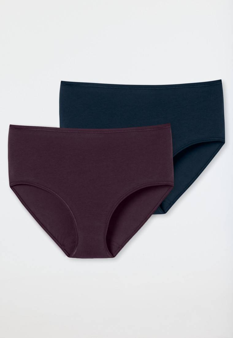 Schiesser Midislip 2er-Pack Organic Cotton nachtblau/pflaume - 95/5 Schlussverkauf