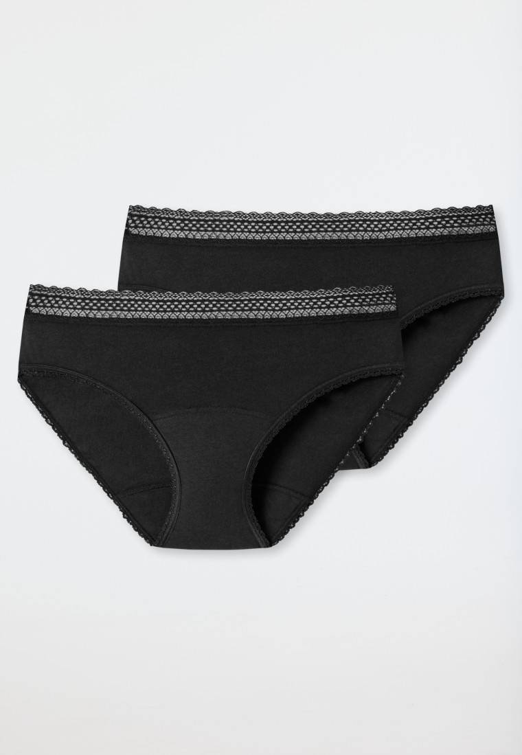 Schiesser Periodenslips 2er-Pack Spitze schwarz - Secret Care Preisnachlass