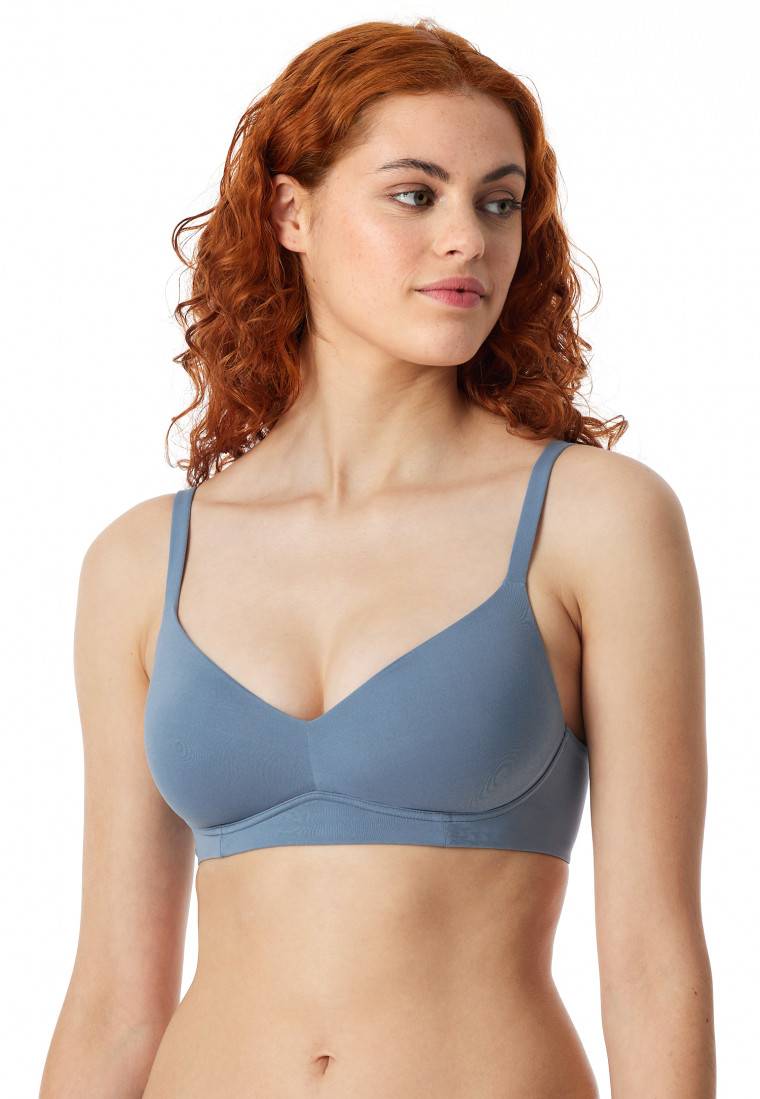Schiesser Soft-BH mit Schale und gleitenden Cups blaugrau - Unique Micro Blitzangebot