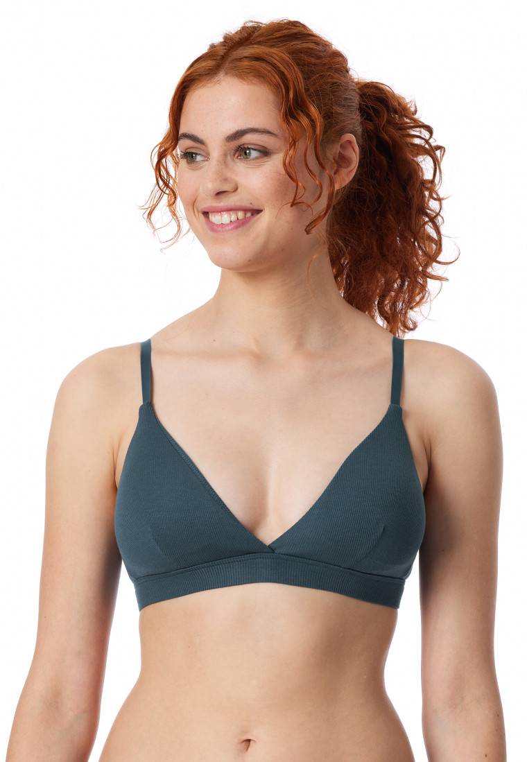 Schiesser Soft-BH Doppelripp herausnehmbare Pads jeansblau - Pure Rib Discount Store für neue Produkte