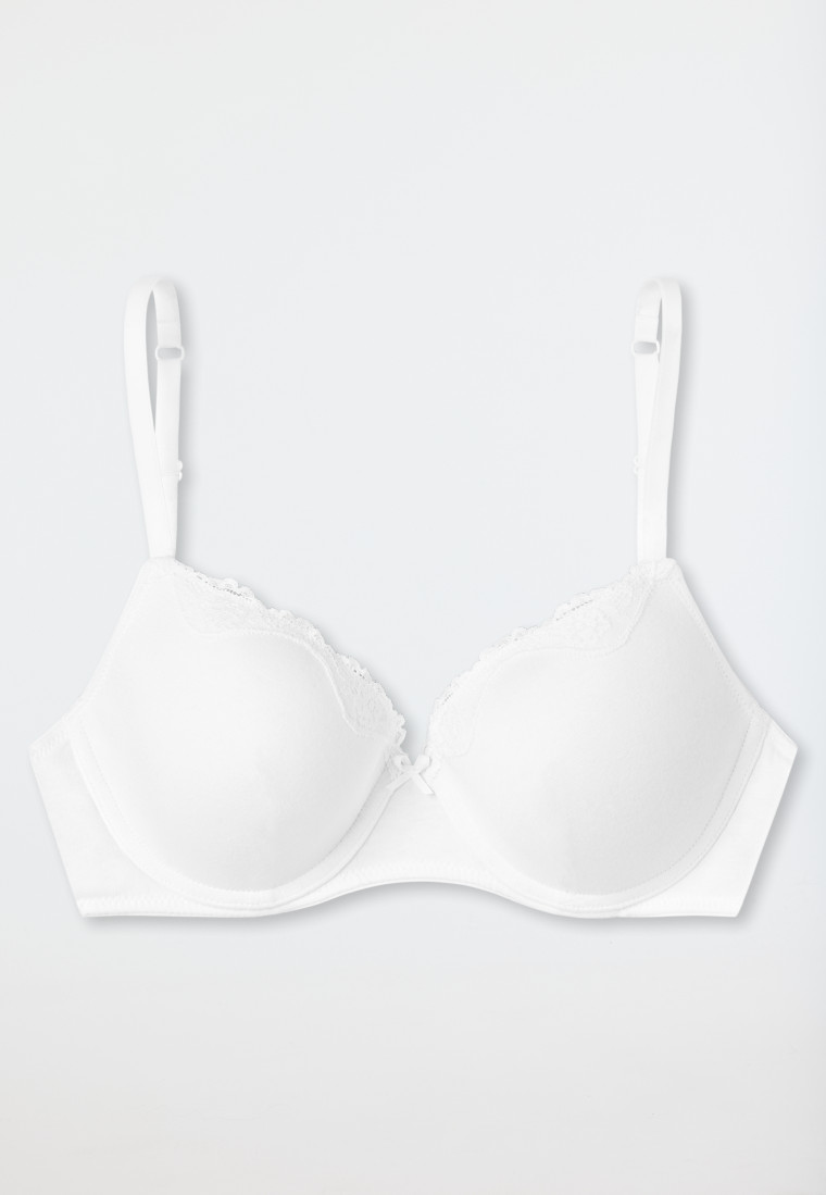 Schiesser Bügel-BH mit Schale und Spitze weiß - Pure Cotton Kostenloser Versand international