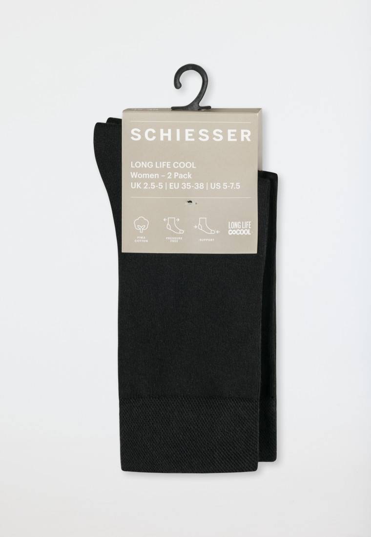 Schiesser Damensocken 2er-Pack schwarz - Long Life Cool im Angebot