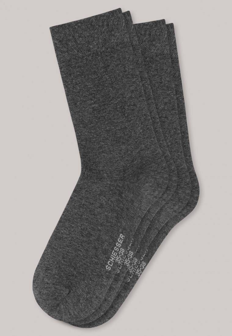 Schiesser Damensocken 2er-Pack anthrazit meliert - Long Life Cool Fabrikpreis