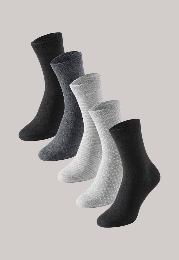 Schiesser Damensocken 5er-Pack stay fresh gemustert graumelange-schwarz - Bluebird Versandkostenfrei