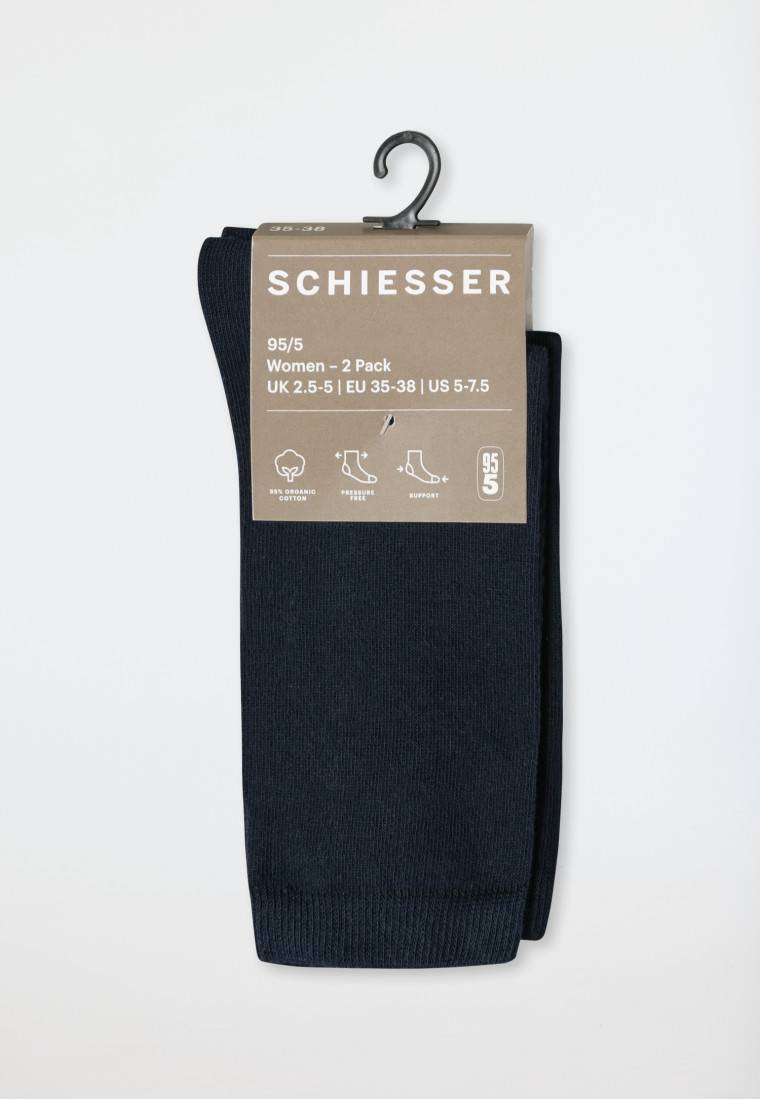 Schiesser Damensocken 2er-Pack Organic Cotton nachtblau - 95/5 Begrenztes Angebot