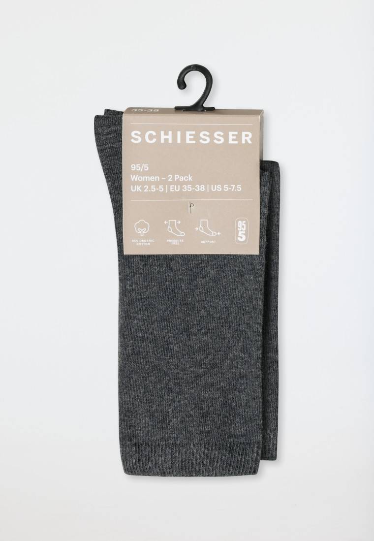Schiesser Damensocken 2er-Pack Organic Cotton grau-meliert - 95/5 Exklusivangebot