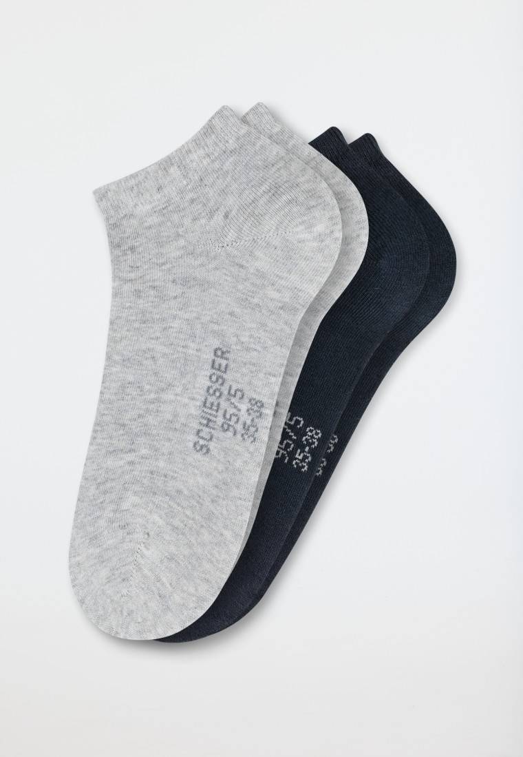 Schiesser Damensneaker 2er-Pack Organic Cotton grau-meliert/schwarz - 95/5 Weihnachtsangebot