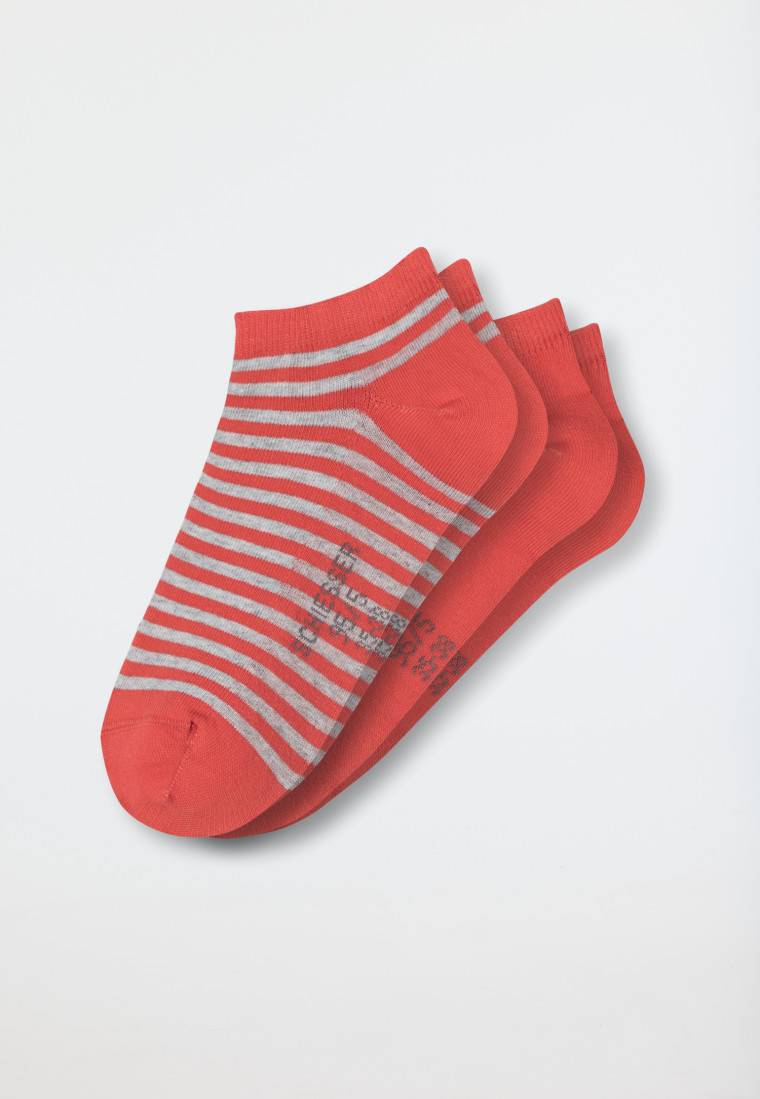 Schiesser Damensneaker Doppelpack Organic Cotton rot/gestreift - 95/5 Vatertagsangebot