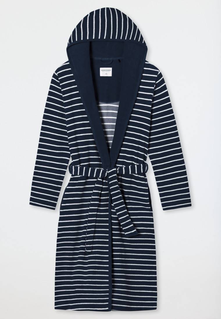 Schiesser Bademantel Leichtfrottee navy gestreift - Feather Terry Valentinstagsangebot