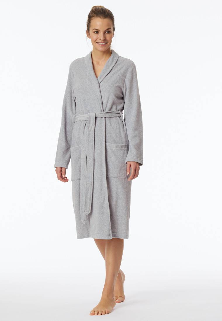Schiesser Bademantel Leichtfrottee grau meliert - selected!premium Zeitlich begrenztes Angebot