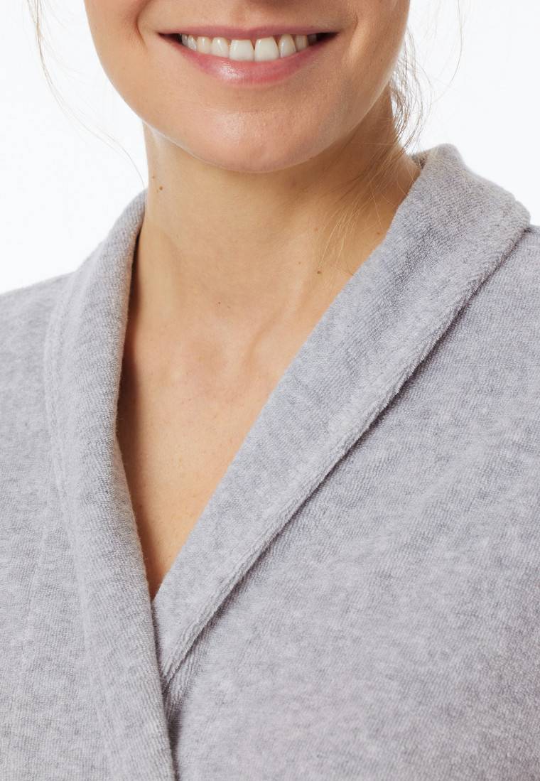 Schiesser Bademantel Leichtfrottee grau meliert - selected!premium Zeitlich begrenztes Angebot